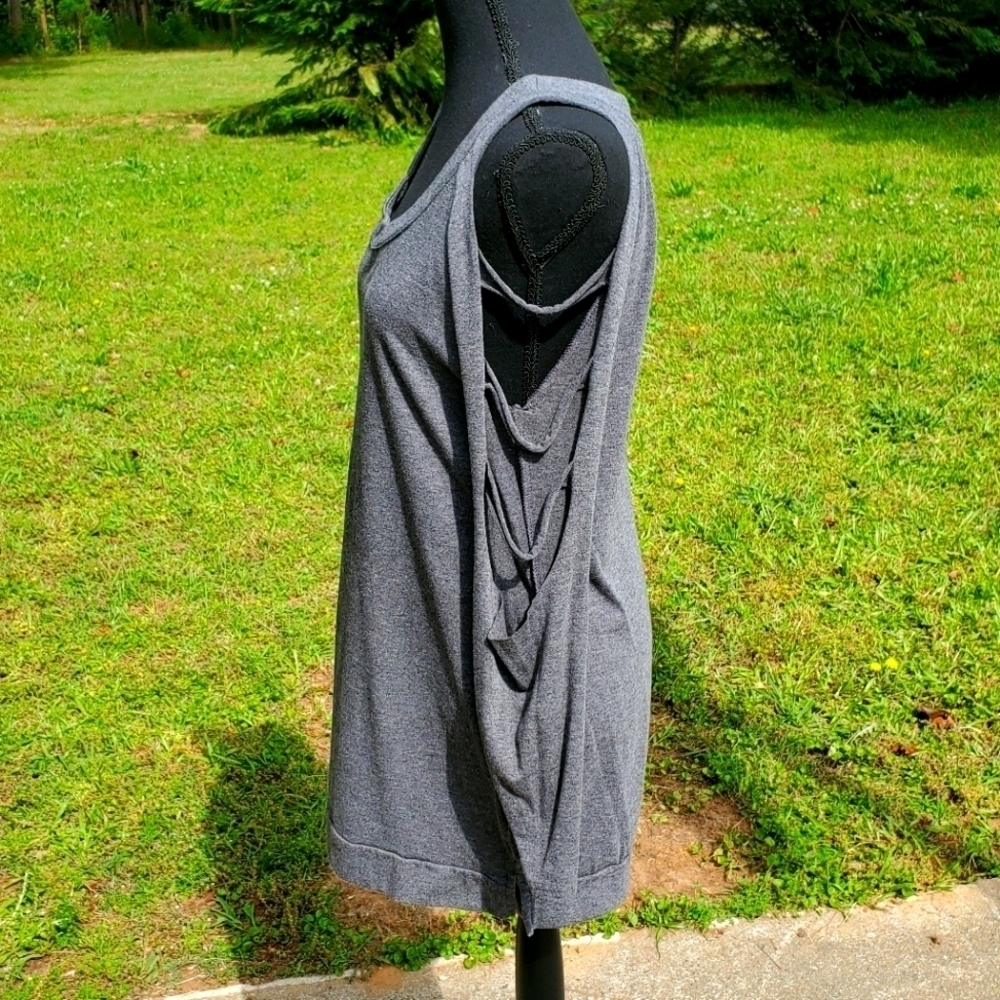 FAST FASHION Shredded Grey Slash Long Sleeve Tee